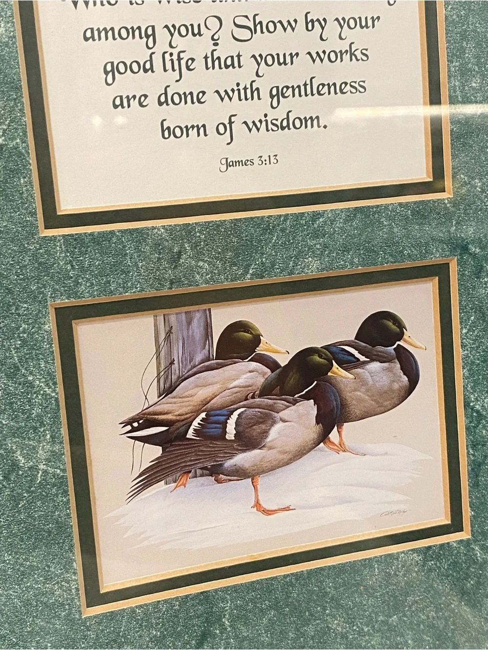 VTG Dicksons Art LaMay Duck Print Frame James 3:13